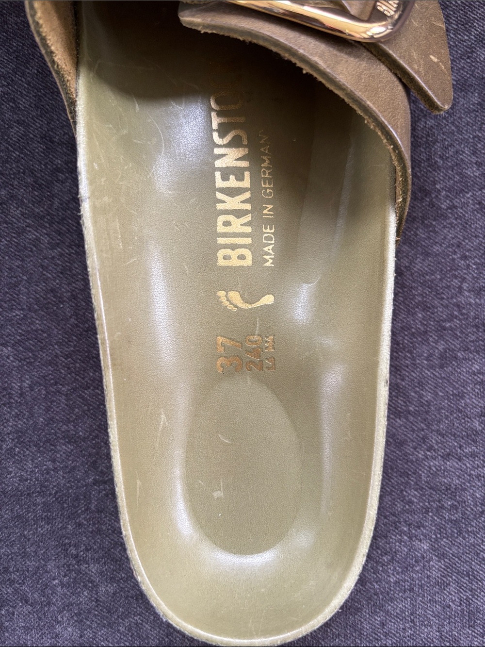 Birkenstock Madrid Big Buckle Mud Green Leather Slide Sandal 37 Narrow US 6 6.5 - Picture 10 of 13